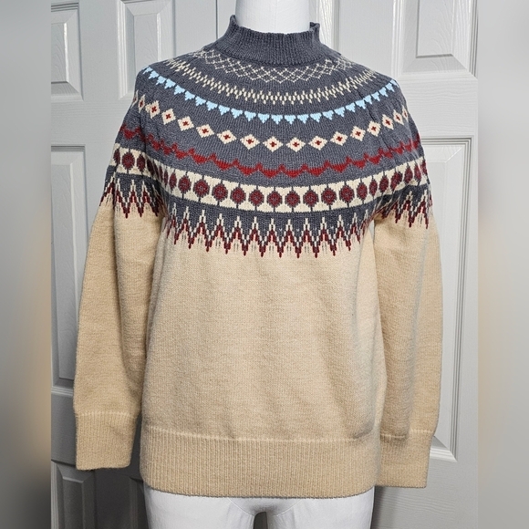 New Elegant Geometric Pattern Long Sleeve Women's Tribal Sweater Size Small - Picture 6 of 8